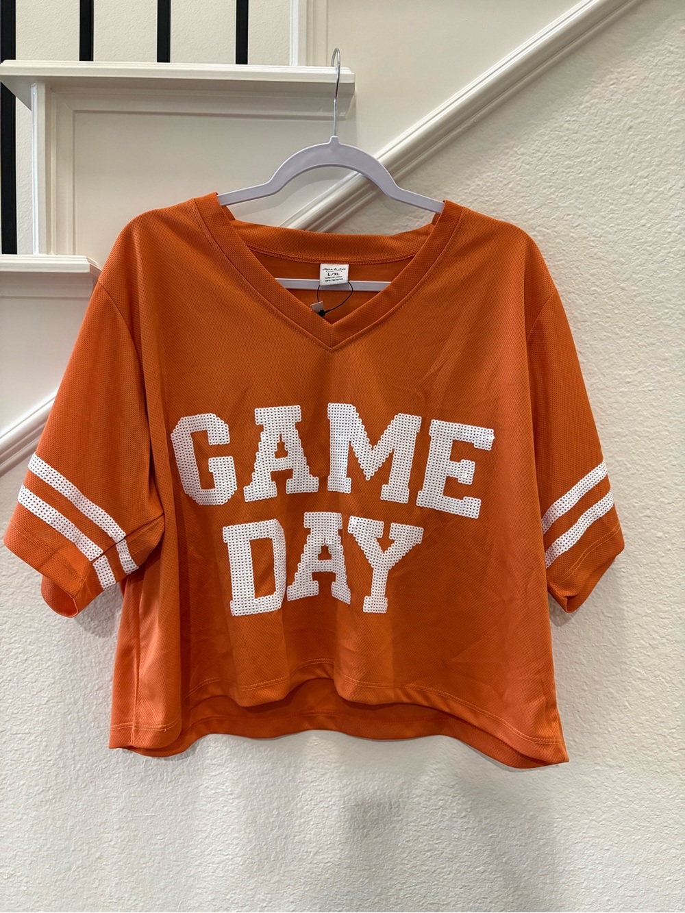 NWT Anna & Ava “GAME DAY” Sequin Cropped Jersey Top